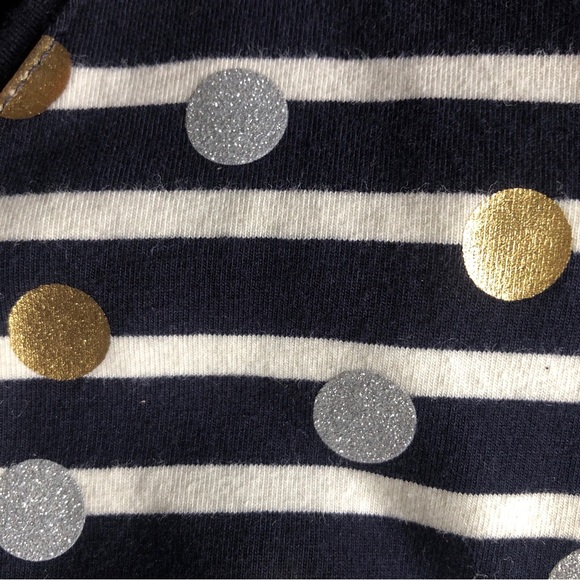 Talbots. Talbots tee long sleeved navy French strip with pretty sprinkled dots - Picture 9 of 9